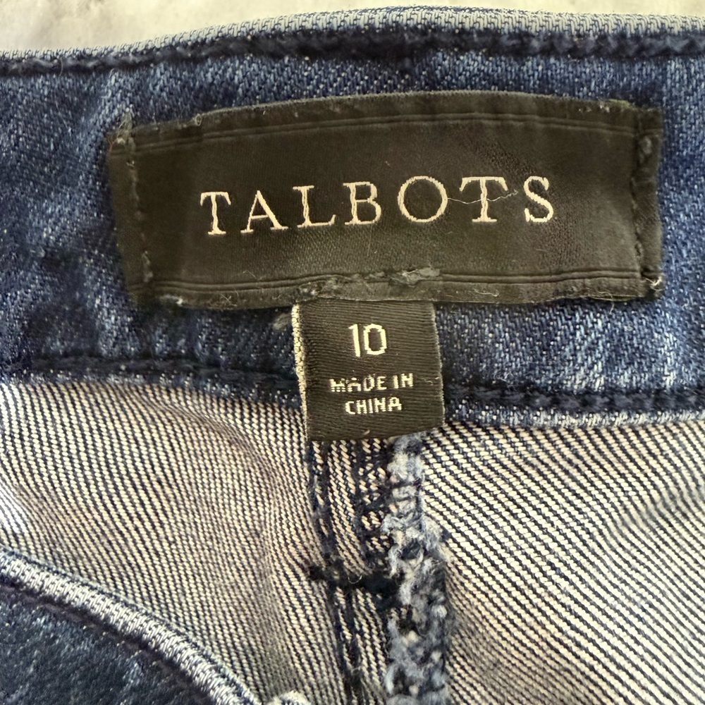crop Sailor nautical Dark Blue High-Rise old money wide leg denim sz 10 Talbots - Picture 6 of 9